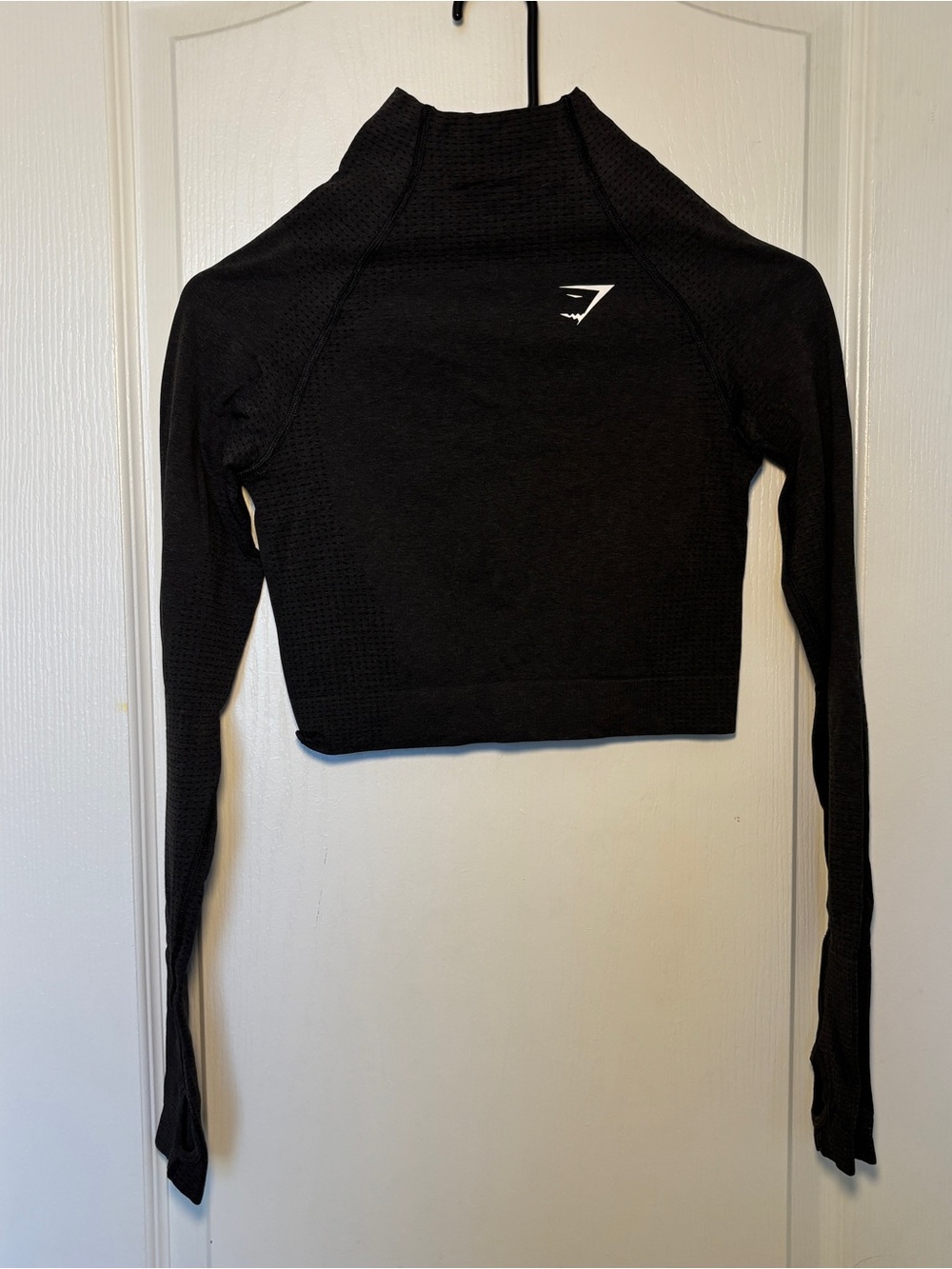 Gymshark Charcoal Gray Seamless Crop Long Sleeve Top